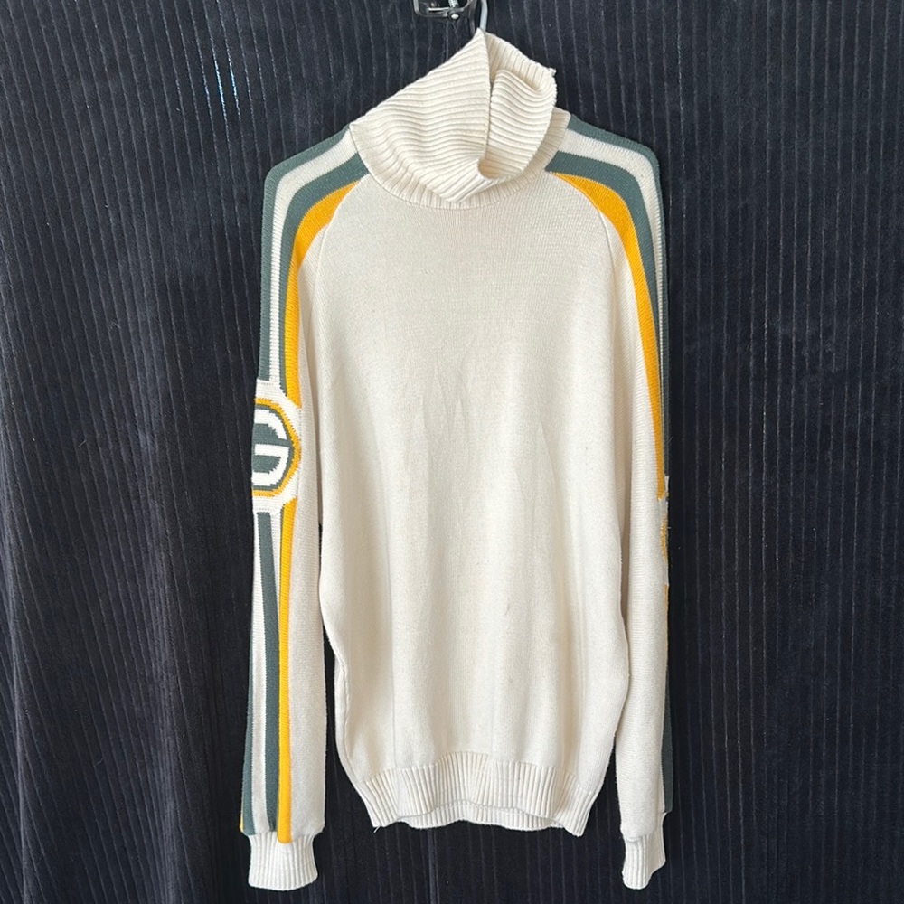 Green Bay Packers Tundra Canada Cream Turtleneck Sweater Size Small Preowned